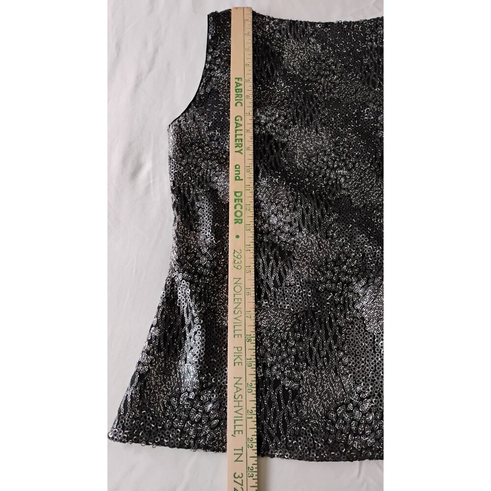 Elie Tahari Textured Sequin Blouse Bow V Neck Sleeveless Blend Party Cocktail S - Picture 10 of 12